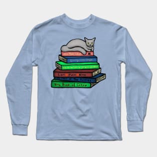 Cat Nap on Books Long Sleeve T-Shirt